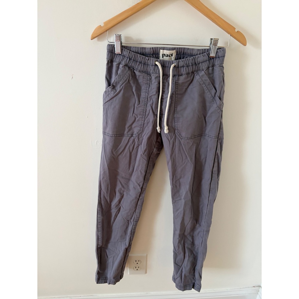 Pact Organic Cotton Drawstring Joggers Grey Purple XS Tapered Lounge Pants